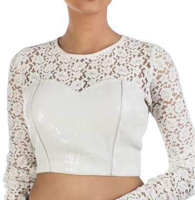 Full Sleeves Blouse Design With Lace Fabric