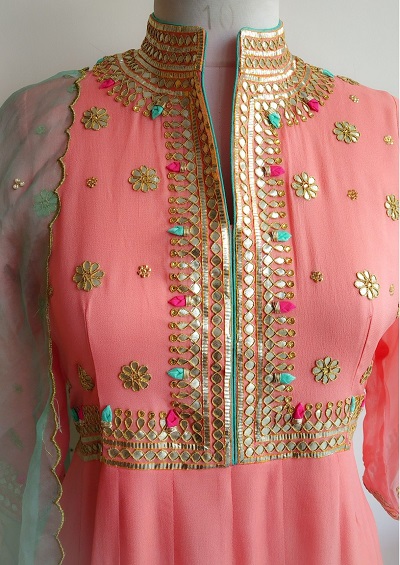 Gota Embellished Yoke Design Anarkali Kurti