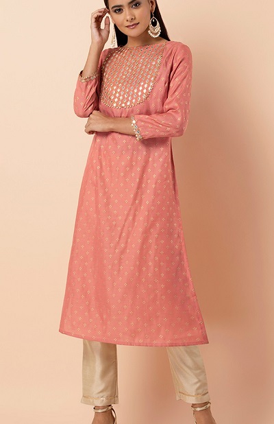 Gota work Peach kurta with trouser