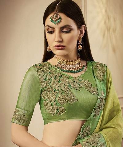 Green Blouse with Patchwork embroidery