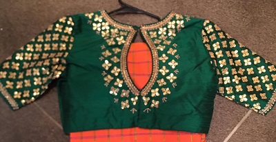 Green Silk blouse with Gota Patti work