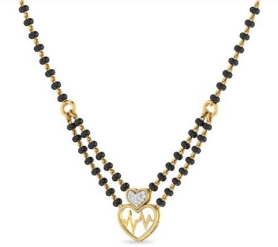 Heart In Heart Gold Mangalsutra Design For Newlyweds