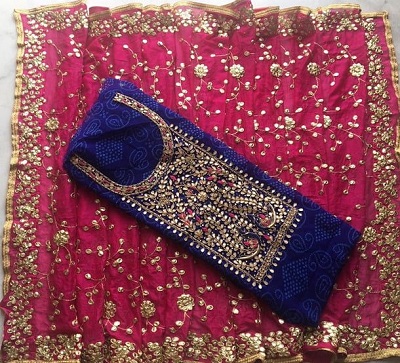 Heavy Gota work Dupatta suit pattern