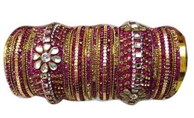 Heavy purple and gold bridal bangle set