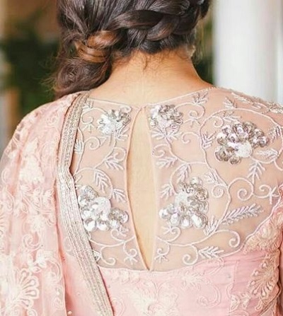 Lace and patch work style back neck