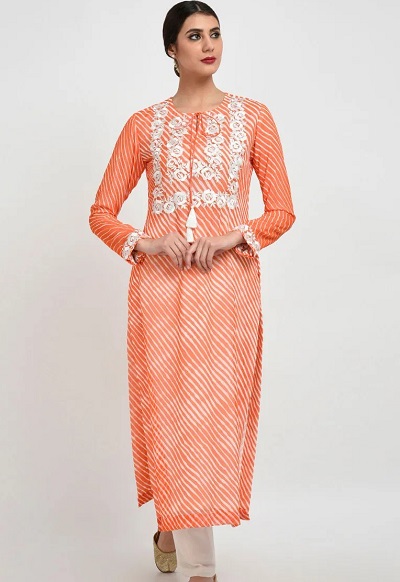 Leheriya Kurta with Gota Embellishment