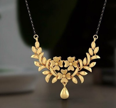 Modern Floral Gold Only Mangalsutra Pattern