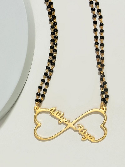 Name Mangalsutra Pattern in Gold