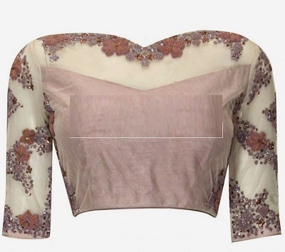 Off shoulder lace fabric saree blouse