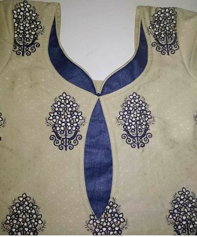 Patchwork Kurta Suit Neckline Design