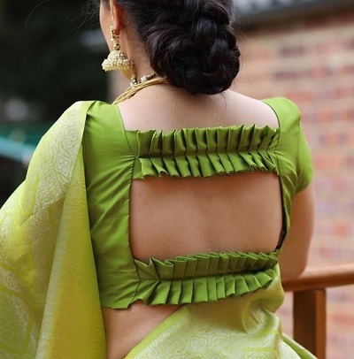 Pleated Back Neckline Saree Blouse Pattern