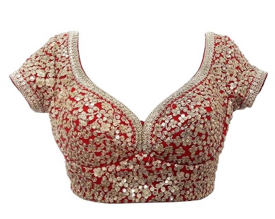 Red bridal Gota work blouse with sequins