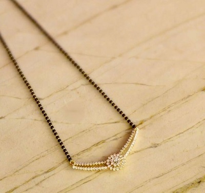 Simple Gold Mangalsutra Design With Diamonds