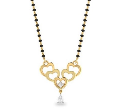 Simple Heart Inspired Mangalsutra In Gold And Diamond