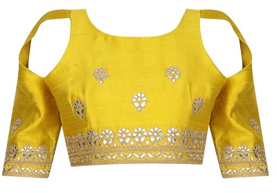 Yellow Silk Cold Shoulder Silk Blouse