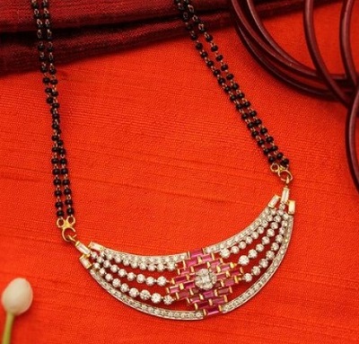 Beautiful diamond and Ruby stone mangalsutra pendant design