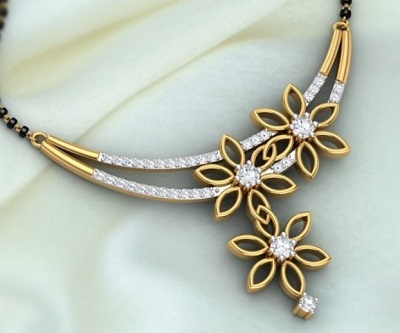 Beautiful flower inspired mangalsutra in diamond and gold