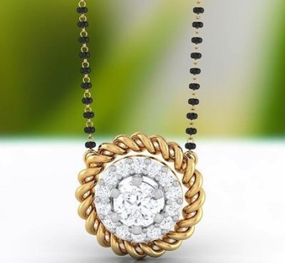 Circular diamond and gold mangalsutra pendant