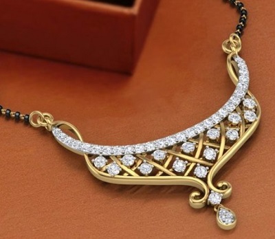 Criss cross pattern with diamond and gold pendant