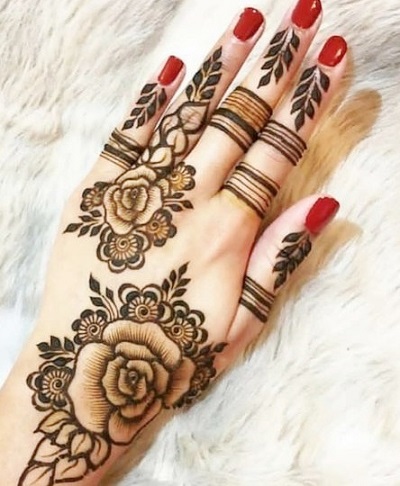 Floral Rose Like Pattern Mehndi For Back Side