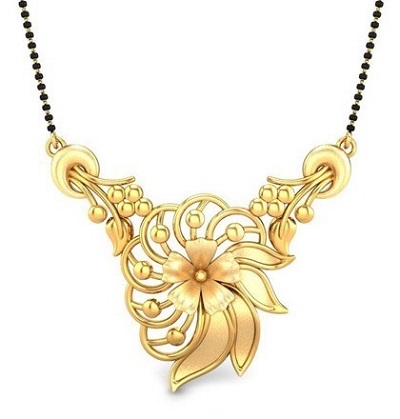 Floral work gold only mangalsutra pendant design