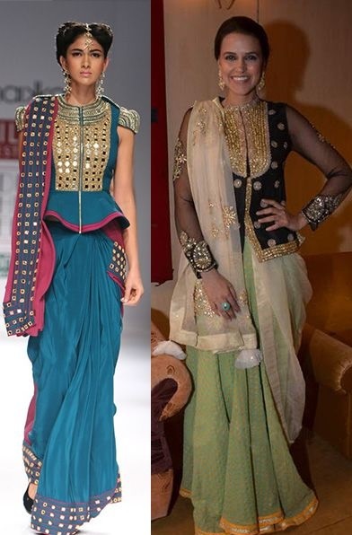 Front zipper peplum blouse design for sarees