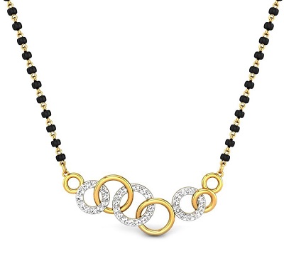 Gold And Diamond Interlocking Circles Mangalsutra Pattern