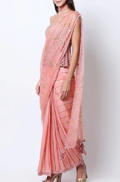 Halter style peplum blouse design for sarees and lehenga