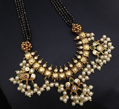 Heavy necklace inspired mangalsutra pendant