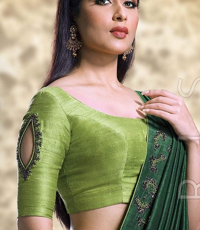 Lime Green Art Silk Blouse For Silk Sarees