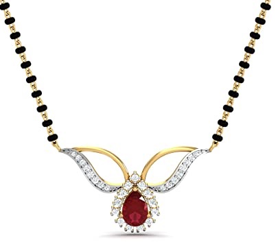 Mangalsutra design with Ruby stone in between