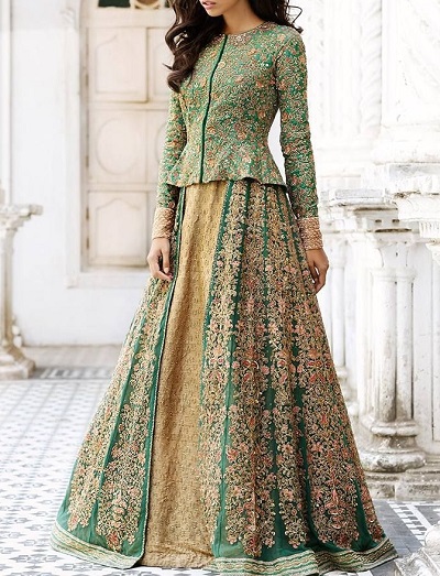 Paneled And Layered Peplum Lehenga Design