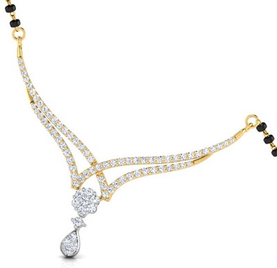 Party wear Gold mangalsutra pattern with Diamonds