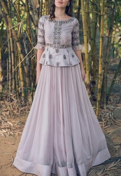 Plain Lehenga And Peplum Blouse