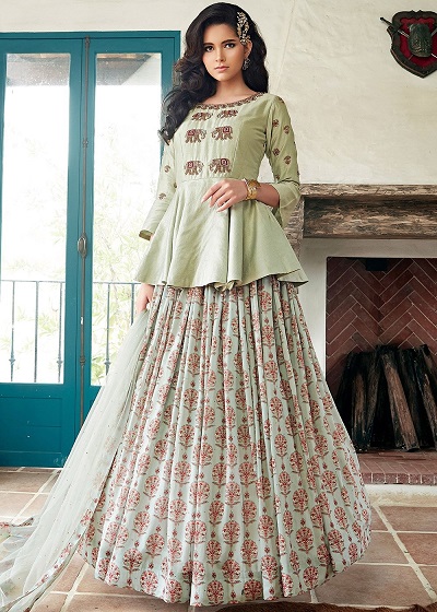 Stylish Designer Peplum Lehenga Choli With Dori Embroidery Work Handwork  And Mirror Work Front Back Work