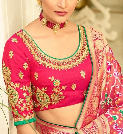 Round Neckline Embroidered Saree Blouse