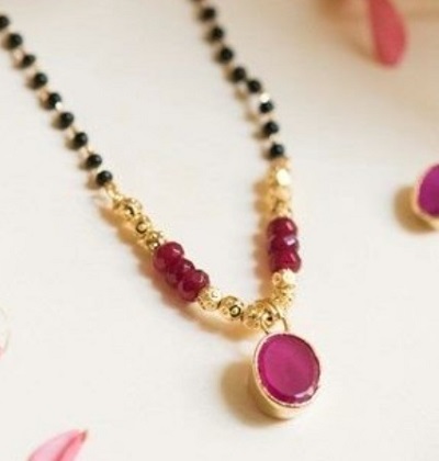 Ruby stone mangalsutra design