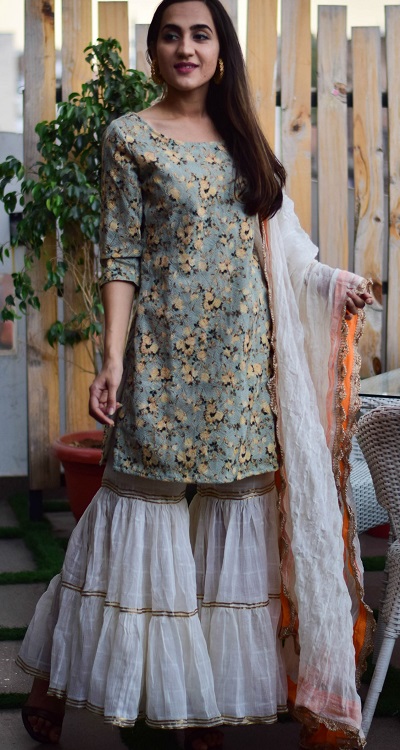 Beautiful Kurti and Sharara With Heavy Designer Sequence Work For Part   Cygnus Fashion