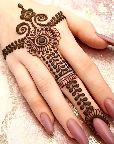 Simple Finger Ring Style Bracelet Mehndi Pattern