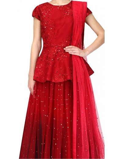Simple Red peplum dress