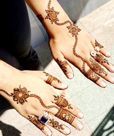 Stranded Mehndi Design For Back Hand