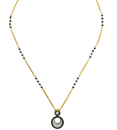 Stylish Black And White Stone Gold Mangalsutra Design