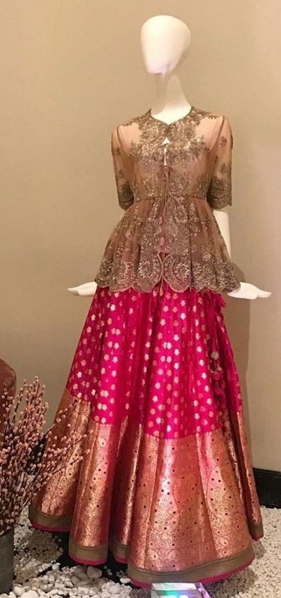 Stylish Jacket Pattern Peplum Lehenga Design