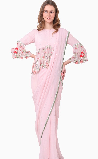 Stylish Ruffle sleeves peplum blouse for sarees