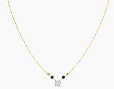 Stylish Solitaire Inspired Thin Chain Daily Mangalsutra Pattern