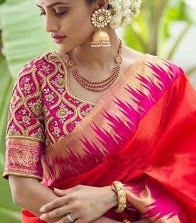 Thread Work Embroidered Saree Blouse Design