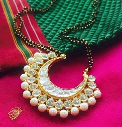 Very heavy stone and pearl work mangalsutra pendant idea