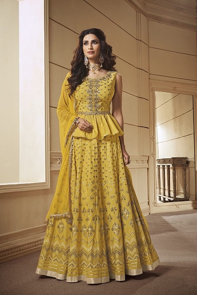 Yellow Peplum Lehenga Style