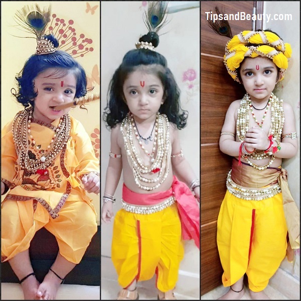 ITSMYCOSTUME Krishna Dress for Kids Set of  8(Dhoti,Kurta,Mukut,Morpankh,Bansuri,Belt,Bajuband,Stole) Kanha Janmasthmi  Costume for Kids : Amazon.in: Clothing & Accessories