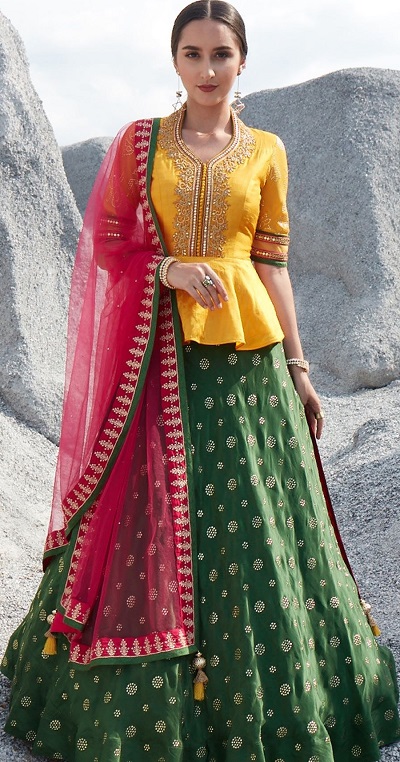 Beautiful Yellow Peplum Style Lehenga Blouse